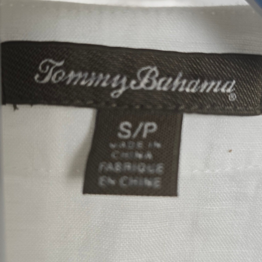 Tommy‎ Bahama Linen Silk Tunic Top Women's White Split Neck Pocket Blouse Small - Picture 2 of 10